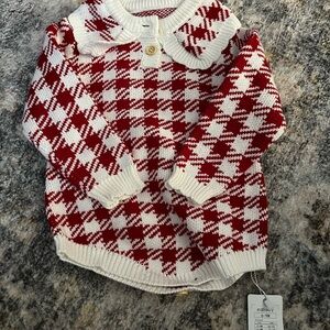 Red and White Checkered Sweater
